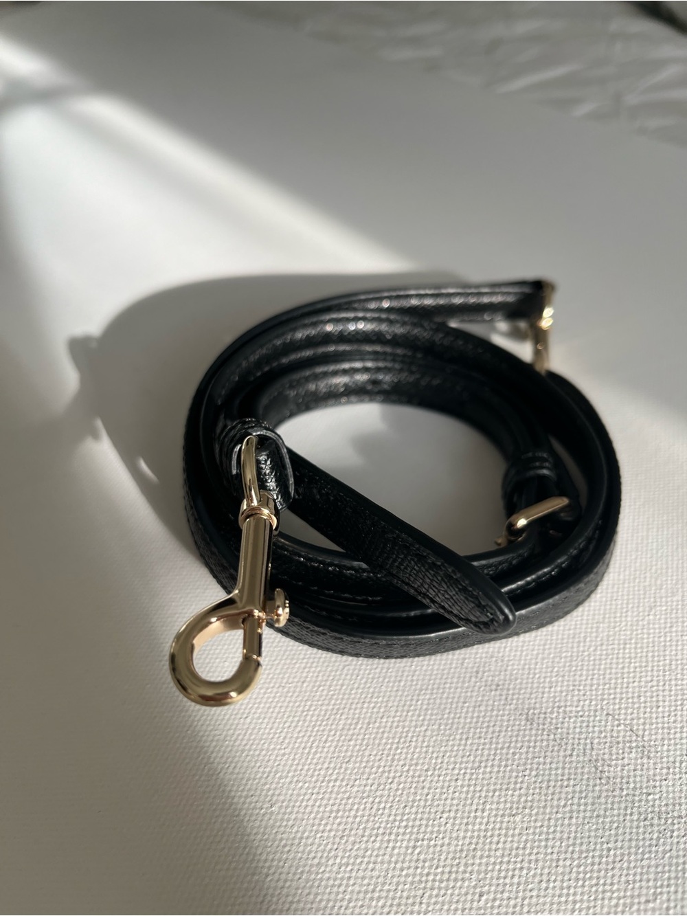 Coach Black Leather Shoulder Strap with Gold Tone Clasp
